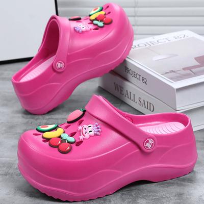 Женские летние сандалии с закрытым носком, туфли с отверстиями для сада высотой 7 см