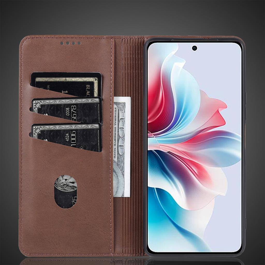 Роскошный магнитный адсорбционный кожаный чехол для OPPO Reno 11F / Reno11F Flip Cover Защитный чехол Capa Fundas Coque