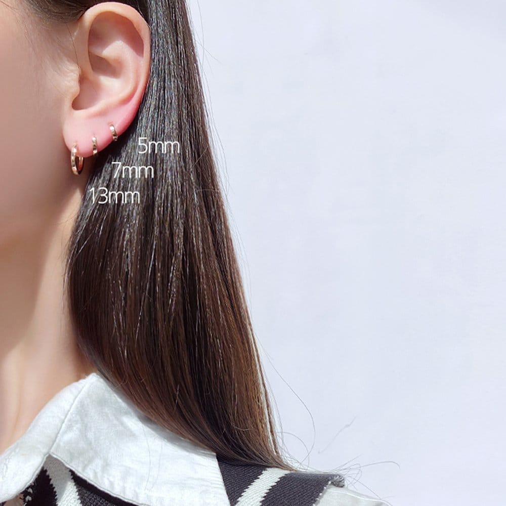 14K P. Simple One-Touch Ring Earrings Ea1573_S