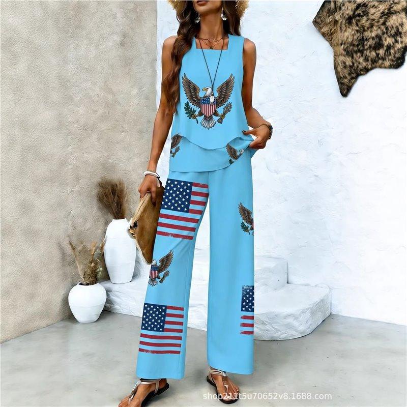 Women's Casual Suit Independence Day 111th Anniversary Women's Sleeveless Suit Bohemian