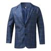 Men Suit Coat Business Coat Formal Lapel Plaid Print Long Sleeve Cardigan Double Buttons Patch Pockets Anti-wrinkle Groom Wedding Suit Jacket