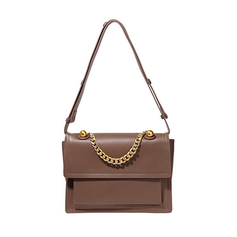 Leather messenger bag for women, new crossbody bag, stylish commuter shoulder bag with large capacity and chain strap