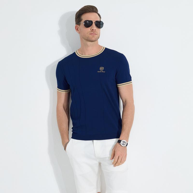 Elite 2025 Men's Striped Short-sleeved T-shirt 7006