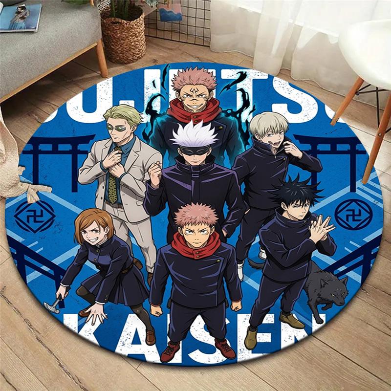 Ковер с круглым ворсом Jujutsu Kaisen Ковер для гостиной, спальни, дивана, игровой комнаты Декор Нескользящий коврик для пола