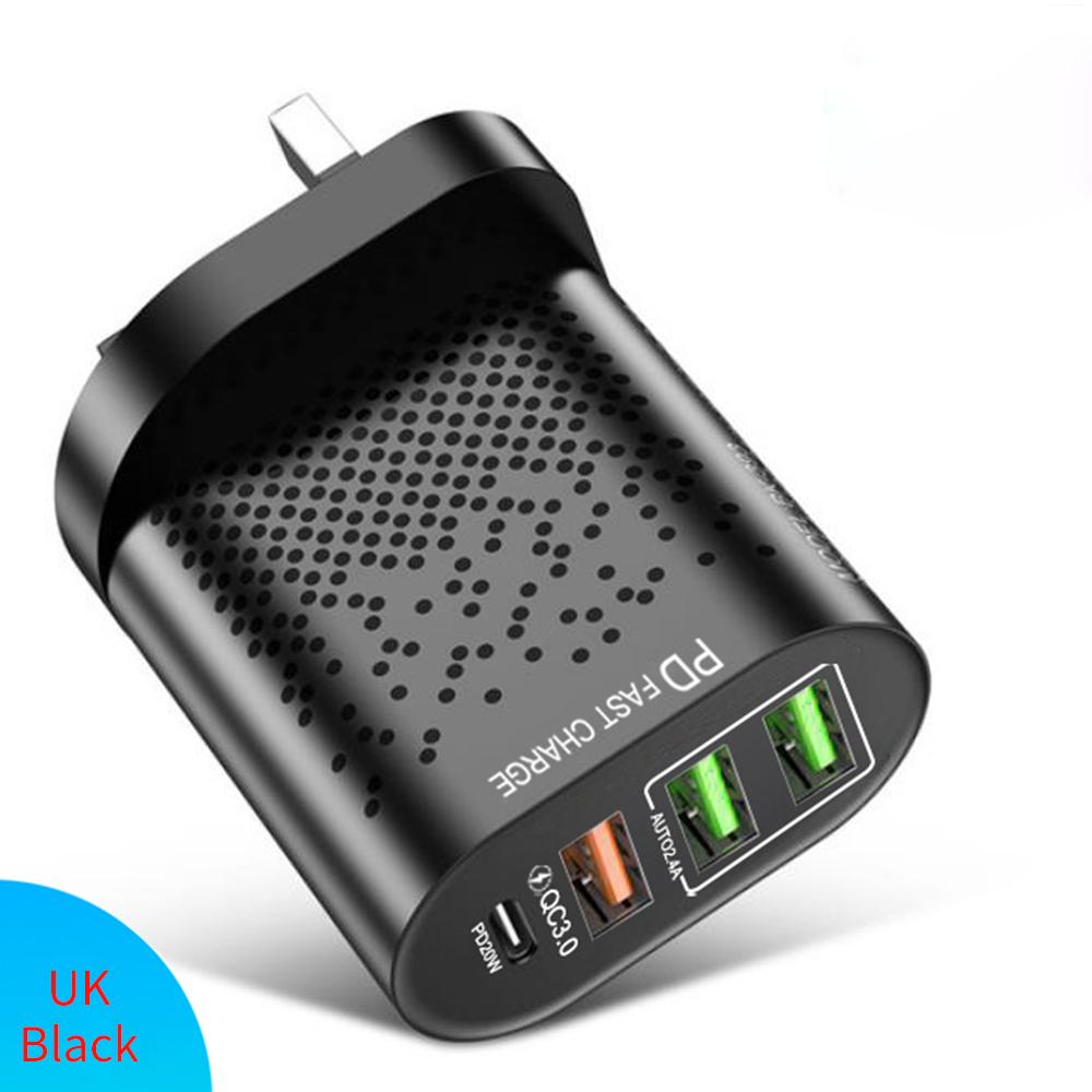 PD+QC3. 0 Зарядное устройство для телефона USB C 4 порта Быстрая зарядка PD 20 Вт Адаптер питания для iPhone Xiaomi Samsung Австралийская/корейская вилка