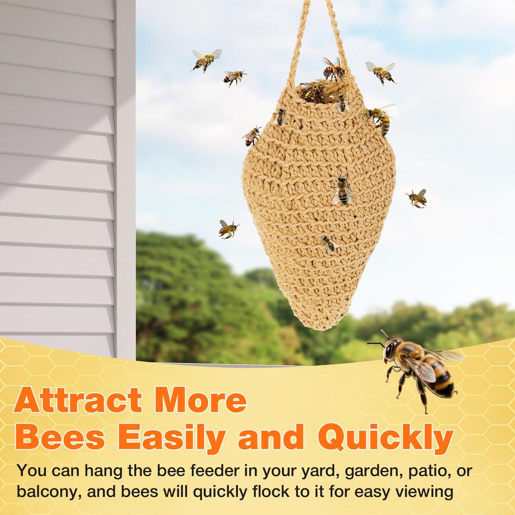 3 Pcs Crochet Wasp Nest Decoy Cotton Rope Hanging Faux Wasp Nest Deterrent for Outdoor Patio Garden Yard Eaves Decoration