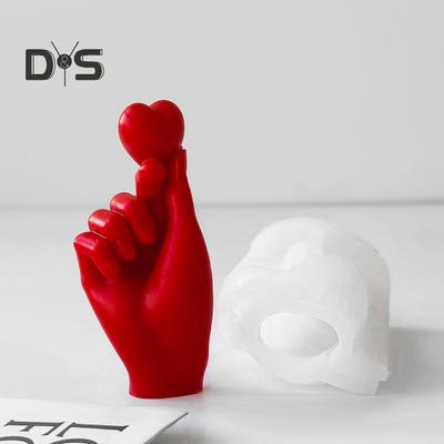Силиконовая форма в форме руки в форме сердца, форма для свечи в форме сердца ко Дню святого Валентина, антипригарная форма для литья из эпоксидной смолы для ароматических свечей, изготовление мыльной штукатурки