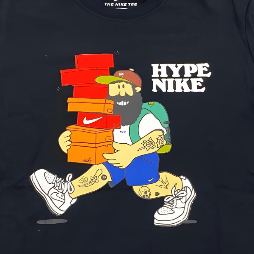 Nike Футболка с коротким рукавом и круглым вырезом с принтом в виде мультфильма «Алфавит», мужские топы черного цвета CW4003-010