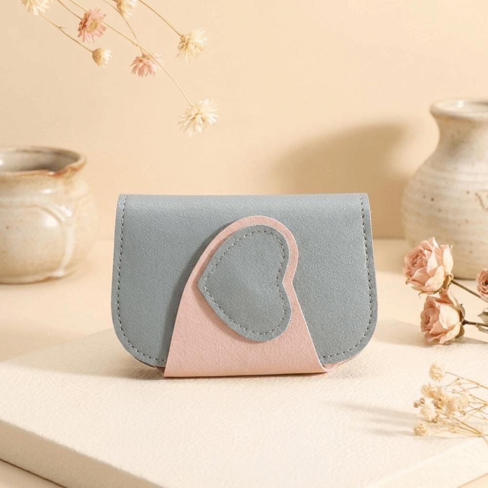 Patchwork Style PU Two-tone Key Case Mini Size Multi Slots Card Holder Multifunctional Portable Keychain Wallet Women