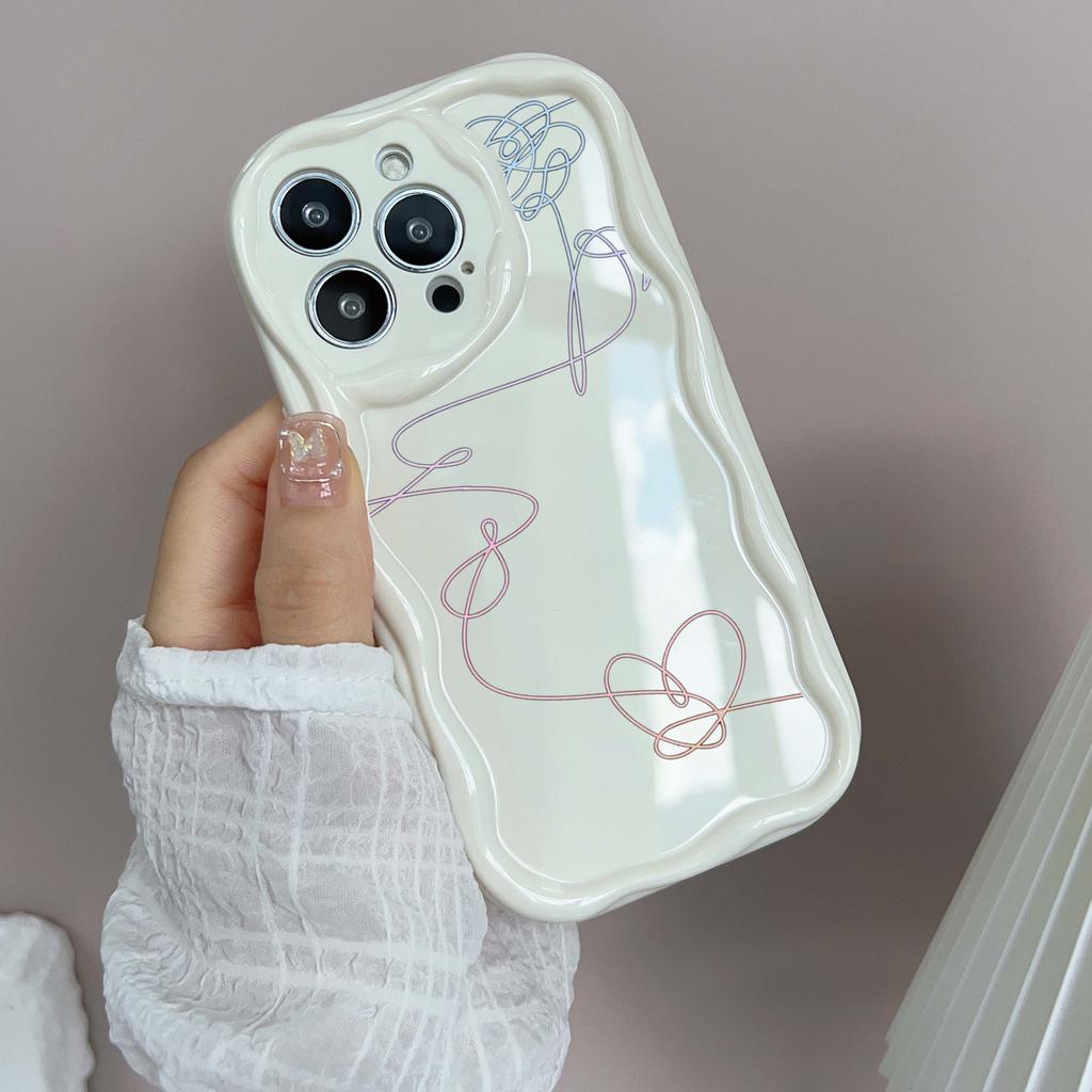 N18 Lovely Line art design Волнистый чехол для телефона для iPhone 15 14 13 Pro Max Samsung S24 S23 Ultra A54 A14 A12 Xiaomi Redmi 13C Huawei Honor Мягкая задняя крышка