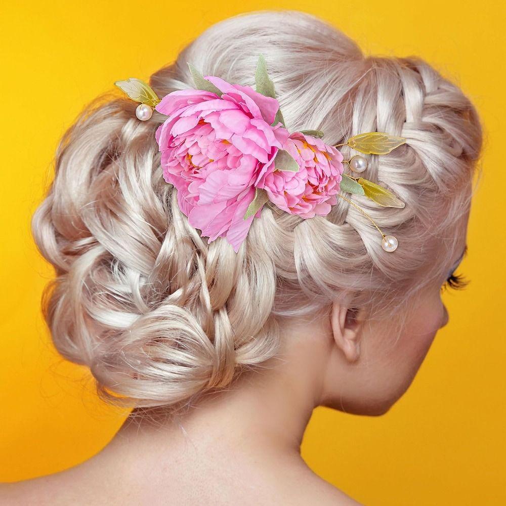 Цветочная брошь, заколка для волос с цветком, головные уборы, заколки для укладки волос, очаровательные пучки для волос невесты, женщины и девушки