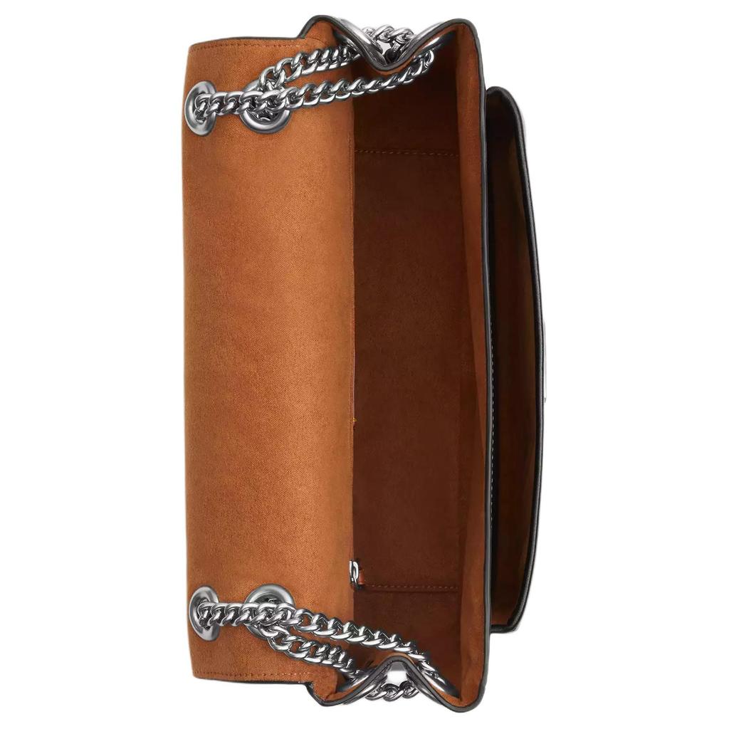 Coach Элоди 29 Серебряный Логотип Кожаная Сумка на Плечо Crossbody Большая Женская Сумка Черная CCF09-SVBK