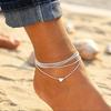 Summer Fashion Love Heart Multilayer Anklet Chain Charm Sandals Anklets Beach Jewelry Accessories