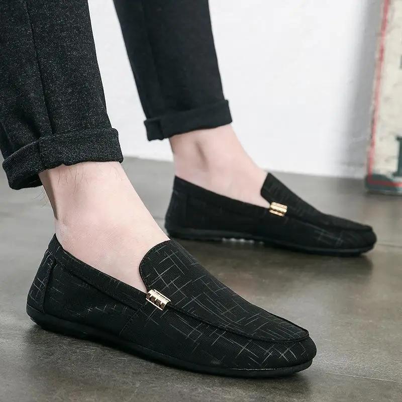 Модная мужская повседневная обувь для ленивых Низкий вырез Дышащие балетки Трендовая универсальная обувь с круглым носком Легкая нескользящая Мужская обувь Homme Zapatos