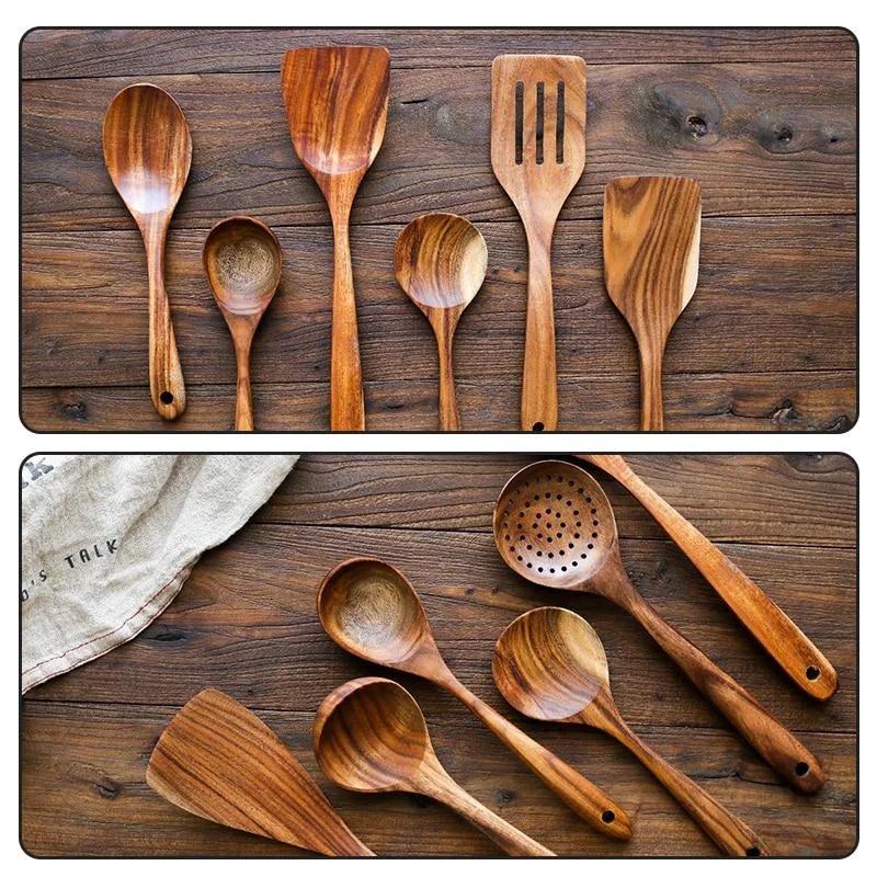 New Teak Natural Wood Tableware Spoon Colander Spoon Special Nano Soup Skimmer Cooking Spoon Wooden Kitchen Tool