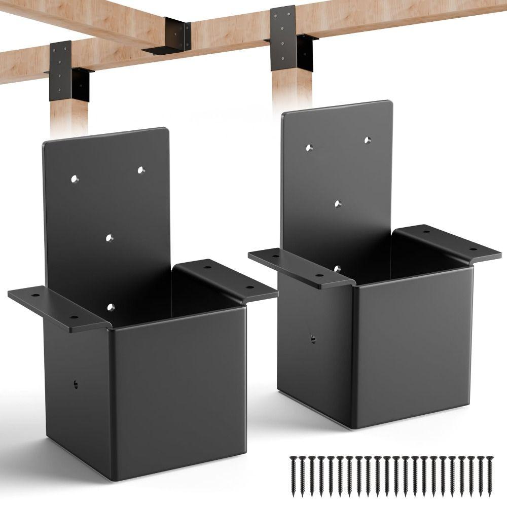 Black Pergola Bracket Metal Pergola Accessories with Screws Deck Railing Connector  Garden