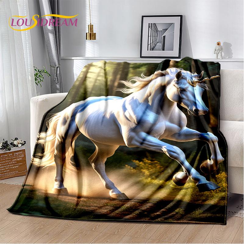 Horse Pentium Gallant Steed 3D Animal Blanket,Soft Throw Blanket for Home Bedroom Bed Sofa Picnic Travel Office Cover Child Gift