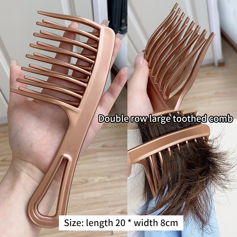 Double Row Large Toothed Comb Wide Toothed Comb Curved Comb Fluffy Comb Hairdressing Comb For Comb Long And Curly Hair