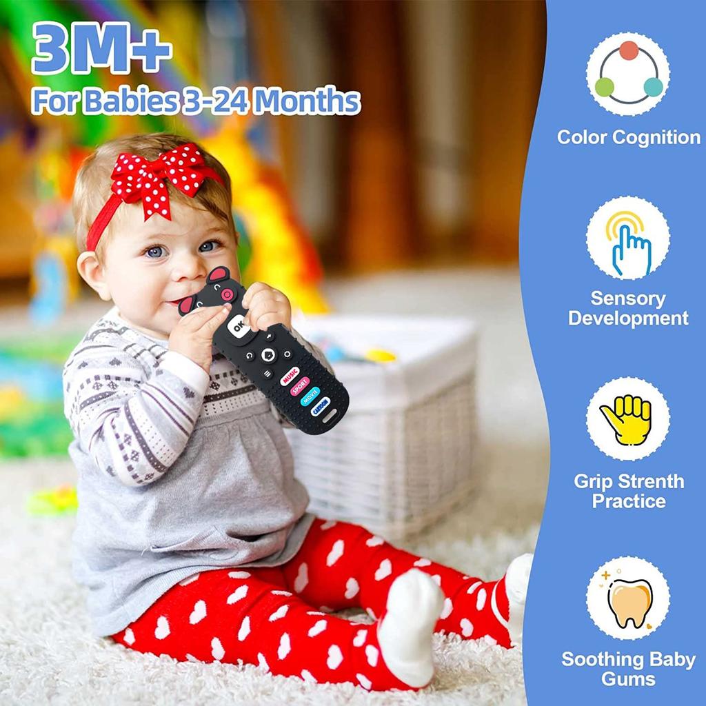 Силиконовые детские игрушки для прорезывания зубов, игрушки для прорезывания зубов для детей 0-18 месяцев, игрушки для прорезывания зубов в форме дистанционного управления, без BPA