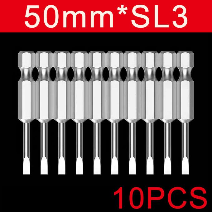 6/10 шт. 50 мм 2,0-6,0 мм плоская головка шлицевая отвертка биты сплав S2 1/4" магнитный ручной инструмент отвертка сверло
