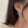 New Geometric Heart Stud Earrings Femininity Sweet and Cool Style Earrings Exquisite Versatile Ear Jewelry