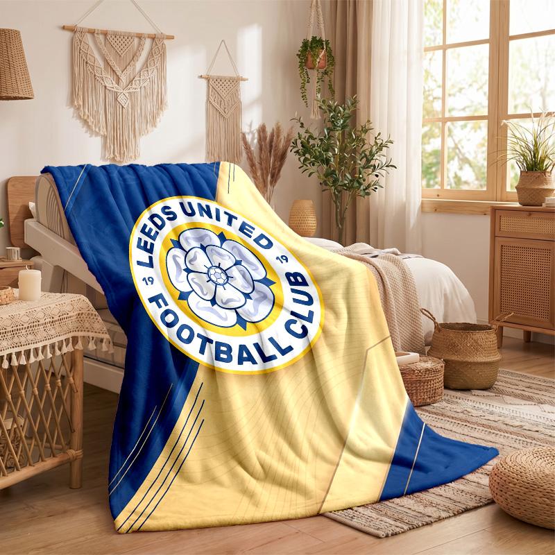 Флисовое одеяло в тематике Leeds United Уютное Мягкое Плюшевое Одеяло Для Спальни Дивана Путешествий