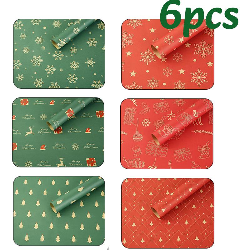 52*75см Рождественская подарочная упаковочная крафт-бумага Новый год День рождения Подарочная упаковка Декор DIY Изделия из бумаги Упаковочная бумага для цветов Украшение