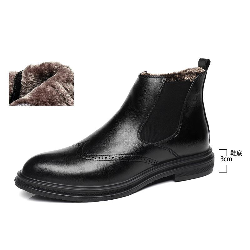 Молодежный тренд Ботинки Брок Мартин Мужские средней и высокой посадки Британские кожаные туфли Мужские кожаные ботинки челси с кожаными рукавами