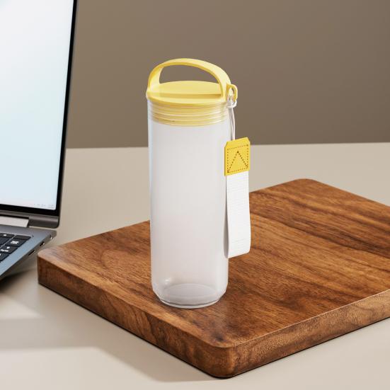 Frosted Water Bottle with Handle & Lanyard, Food Grade Clear Drinking Bottle, Leak-Proof Portable Travel Drink Soybean Milk Cup for Outdoor Gym Office