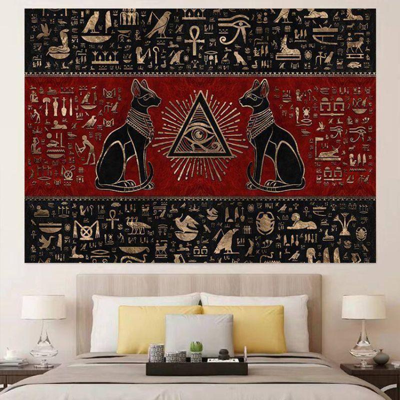 Ancient Egyptian Pictographic Tapestry Retro Egyptian Mythical Figures Wall Hanging Aesthetics Bedroom Living Room Home Decor