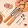 Изготовитель фрикаделек из нержавеющей стали с ложкой, деревянной ручкой, углубленной канавкой, мясное пюре, креветки, рыбные шарики, инструмент для изготовления форм, кухонные гаджеты