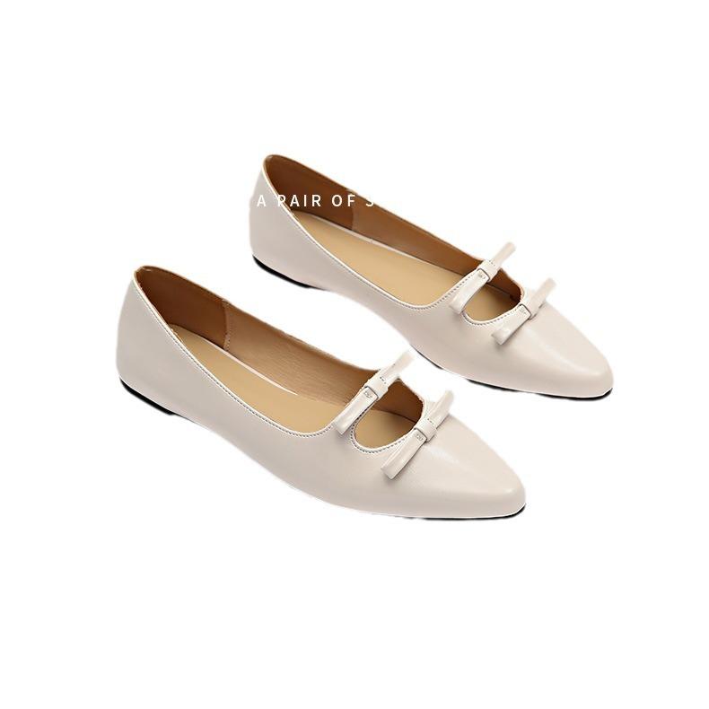 Модные модные туфли с острым носком и двойным бантом для женщин Мэри Джейн, новинка 2024 года, осенние туфли на плоской подошве, женские красные мягкие туфли Zapatos