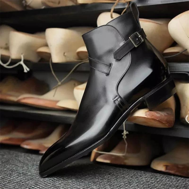 Men Ankle Boots PU Solid Color Classic Fashion Business Casual Street Party Yuppie Buckle Elegant Men's Shoes CP032