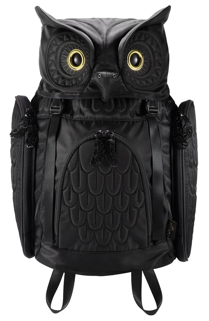 MORN CREATIONS Horned Owl Backpack M Size Black
