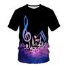 Summer Short Sleeved T-shirt New Trendy Music Guitar 3D Printed Men's Round Neck Casual Sports T-shirt
