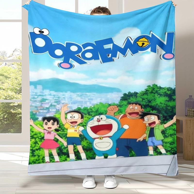 Dream Doraemon Cartoon Flannel Blanket,Ultra Soft Warm Plush Throw for Home Bedroom Bed Sofa Cover Office picnic gift kids