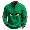 Men's Sweatshirt with Christmas Print and Casual Button