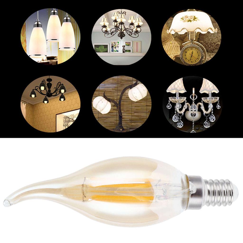 10 шт. светодиодных лампочек C35 с золотой нитью накаливания 2700 К 4 Вт с цоколем E14, прозрачное стекло, теплый белый свет 220?240В