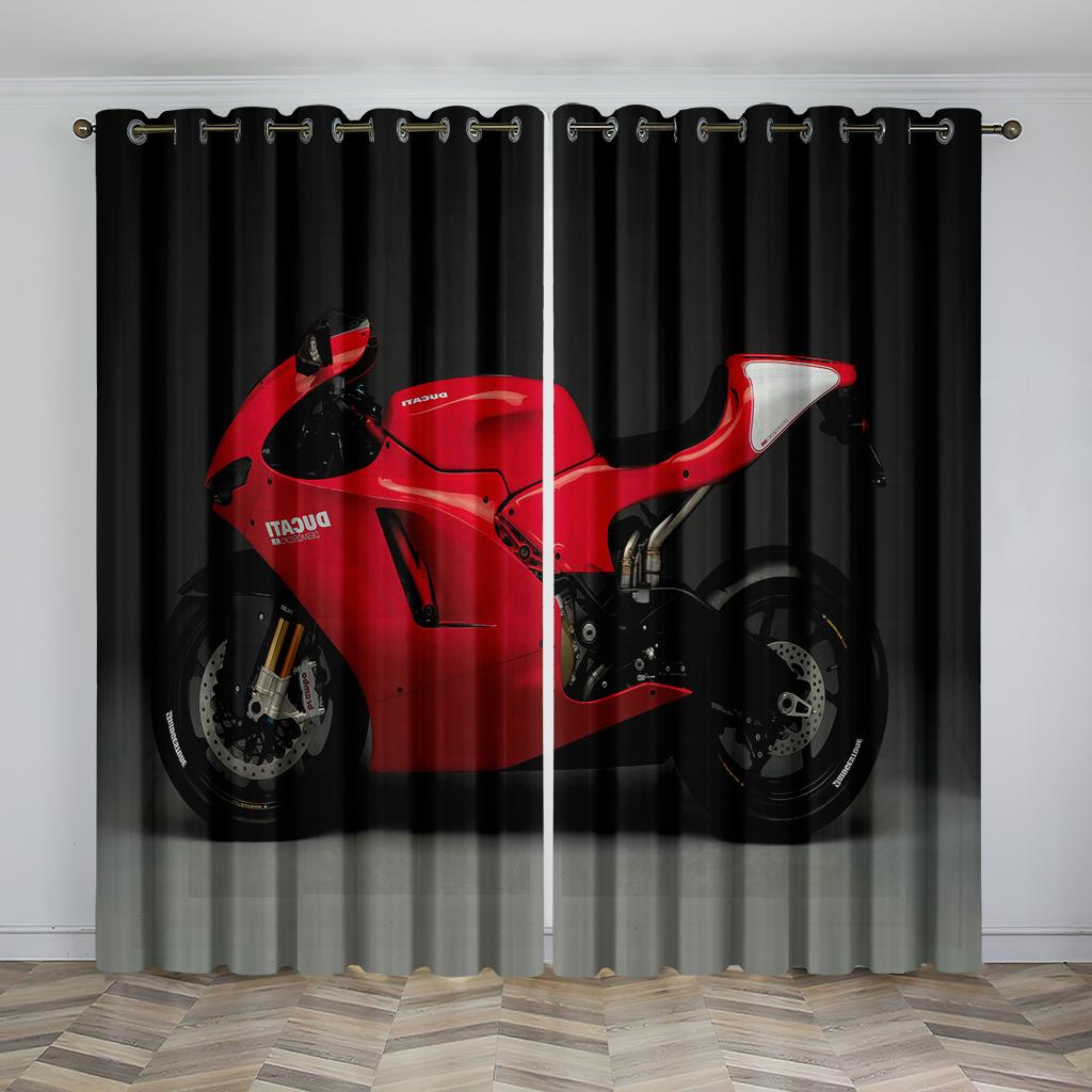 Ebony Sports Car Movie Printed Pattern Contemporary Boys Drapes Windowpane Drapes for Livingroom Space Bedchamber Kitchen 2 Panels Decoration