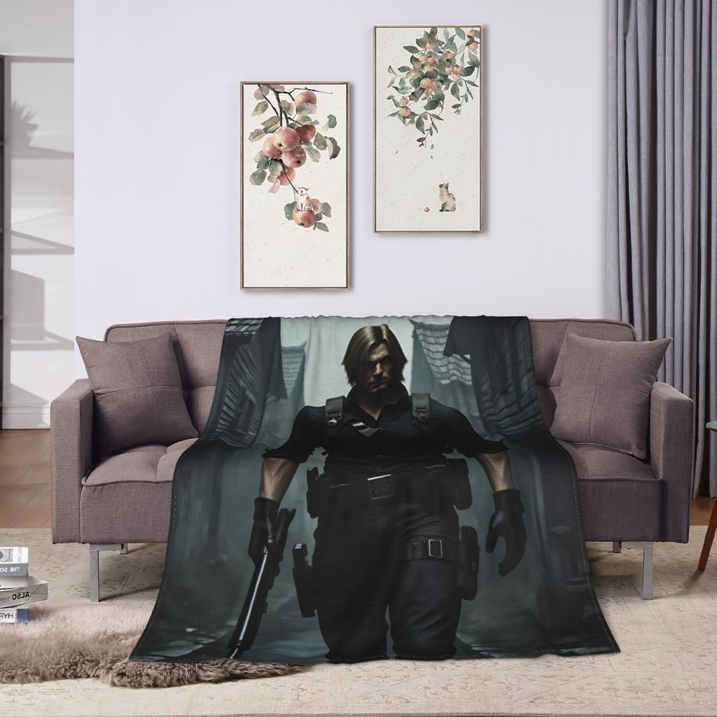 Leon Kennedy Throw Blanket Super Soft Funny Blanket For Couch Chair Travel Flannel Bedspread Bed Cover