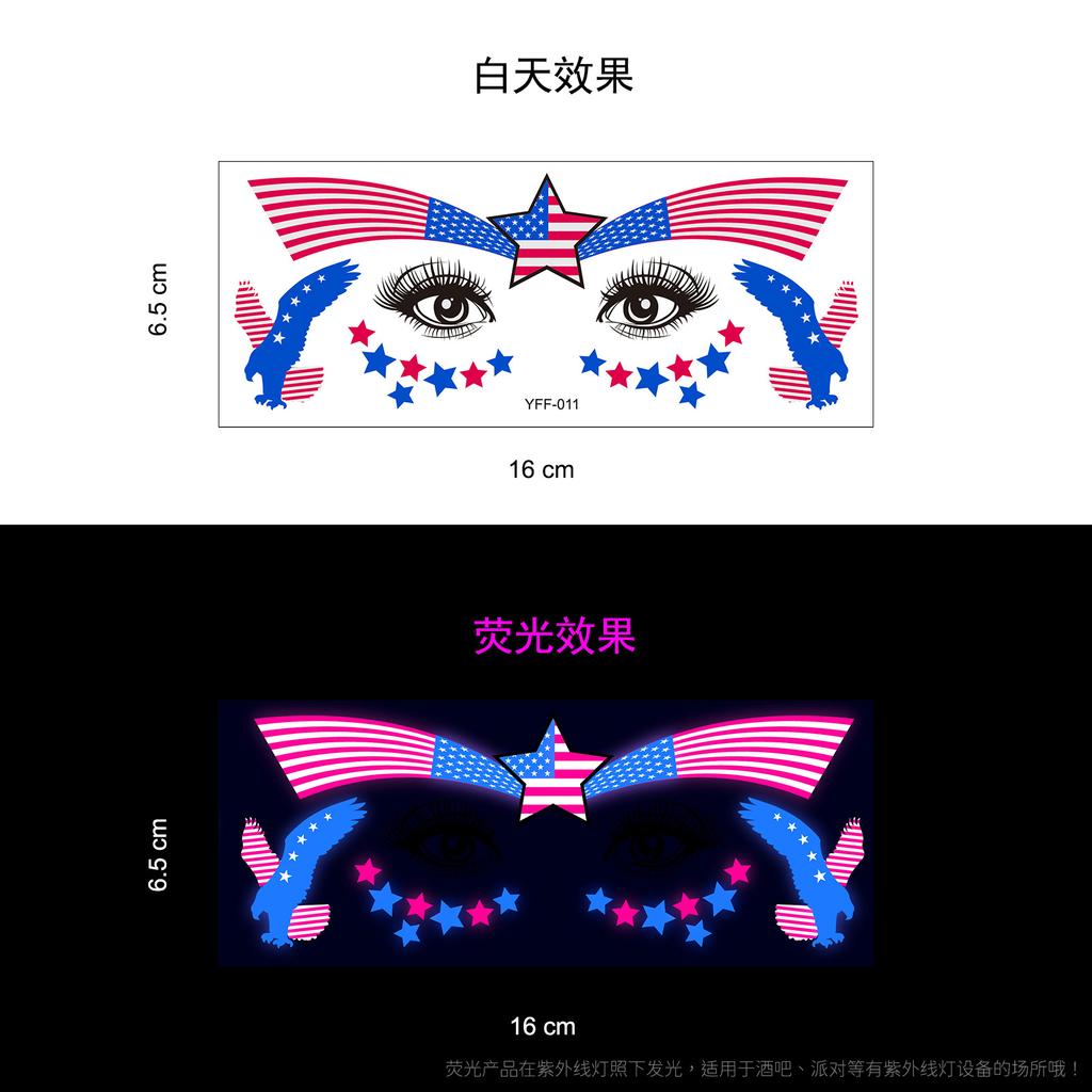 Флуоресцентная наклейка для лица, тату-наклейка, вечеринка в США, светящаяся водонепроницаемая тату-наклейка