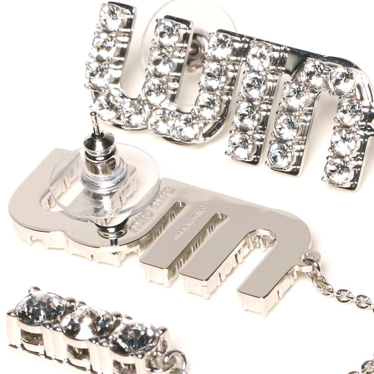 Miu Miu Imitation Crystal Pendant Decorative Earrings Women earrings Brass 5JO661-2DNC-F0OKL