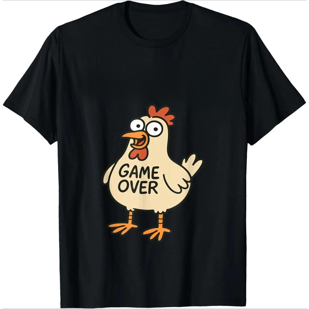 Summer Round Neck Funny Chicken Pattern T-shirts Fashionable Casual Pure Cotton Short Sleeved Men's T-shirts