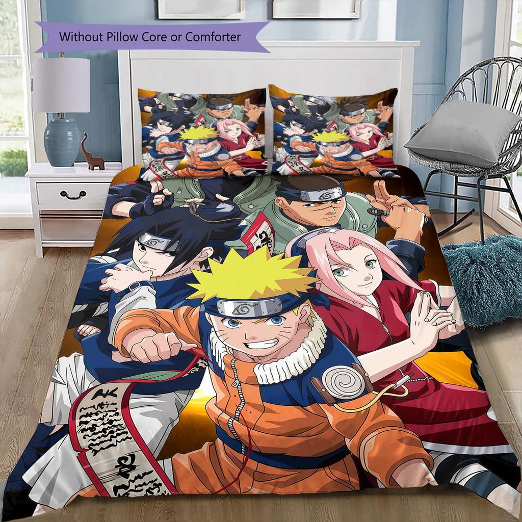 Naruto Konoha Bedding Set, 1 Duvet Cover & 2 Pillowcases, Home Decor, Perfect Gift for Naruto Fans