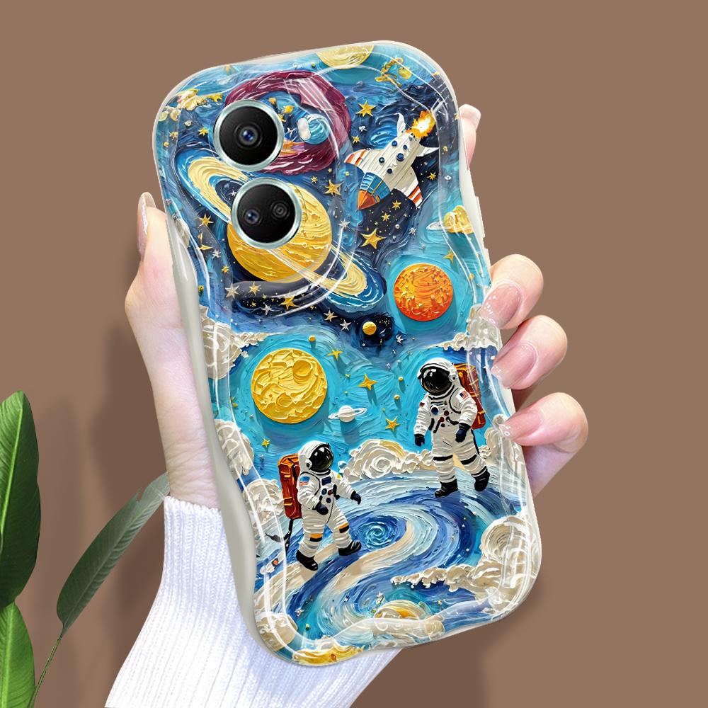 Для Honor 90 Lite P30 Pro Infinix Hot 30 40 40i 40 Pro Smart 8 Pro Vivo V29e V30e Planetary Astronauts кремовая текстура мягкий силиконовый чехол для телефона