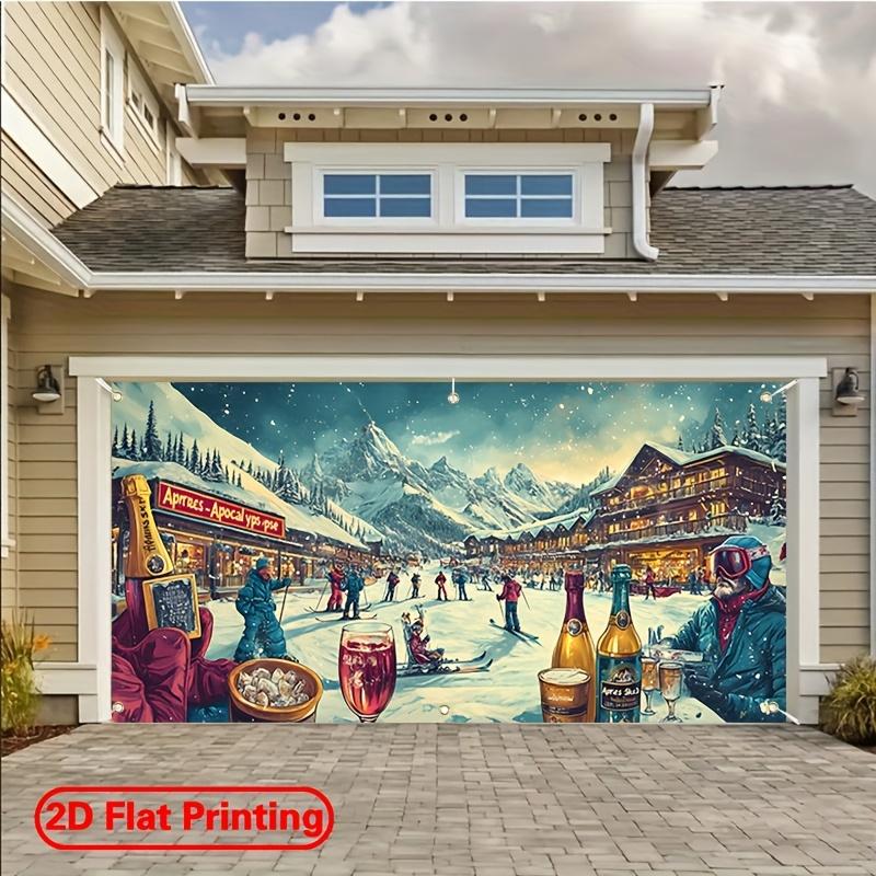2D plane, 1 piece of 2D large polyester garage door banner - Winter Skiing Theme Design PartyXY