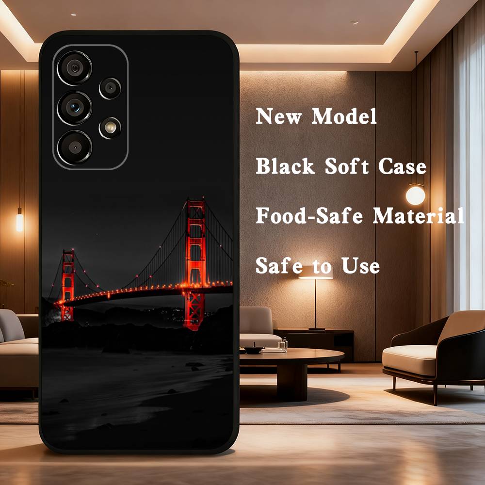 USA Golden Gate Bridge For Samsung Galaxy A53,31,52,72,41,22,73,32,71,Note,J7,8,9,5G Soft Black Silicone Phone Case