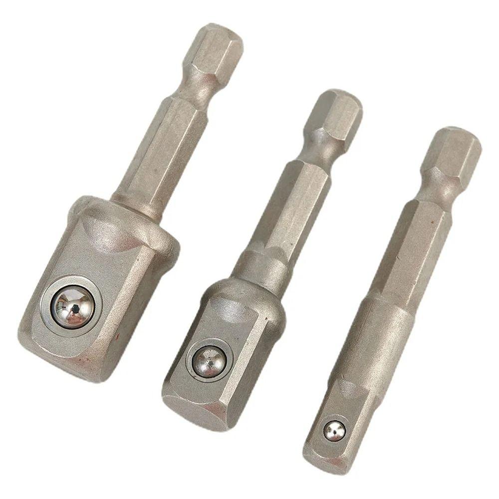 3Pcs/Set Square Head Impact Drill Socket Adapter 50mm Extension Drill Bits Electric Tool Accessory
