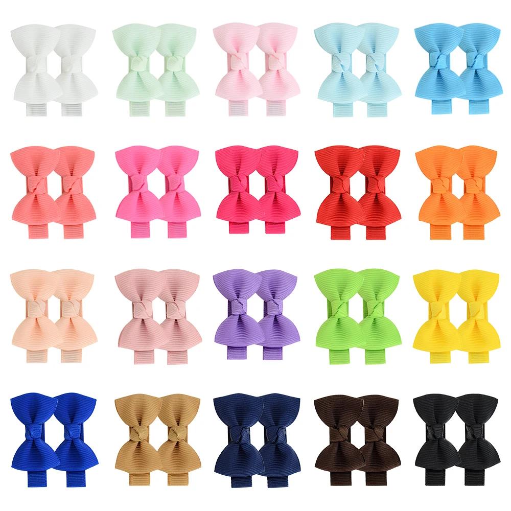 20Pcs/lot Ribbon Mini Hair Bows Clips for Baby Girls Toddlers Kids Hairpins Headwear Children Hair Accessories