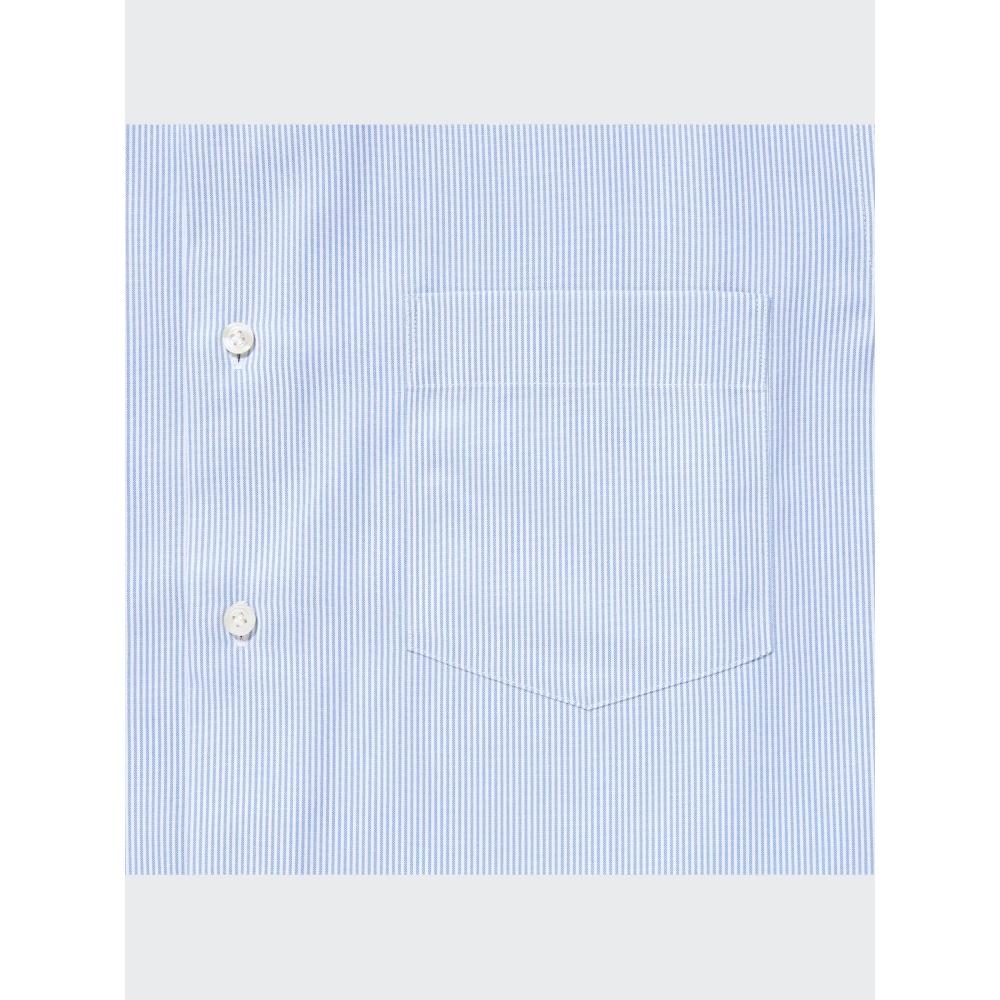 Uniqlo Рубашка Super Non Iron с длинным рукавом и полушироким воротником в полоску